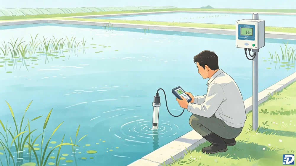 水产养殖水体 pH 在线水质监测示意图